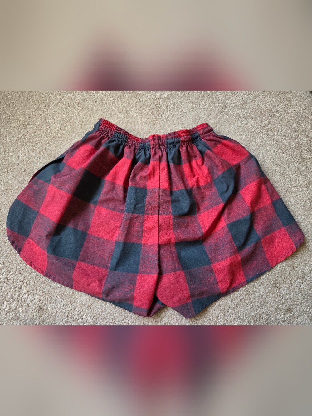 Boa Mens Buffalo Plaid Printed 3" Half Split Shorts, Small Running Trail - Picture 5 of 7